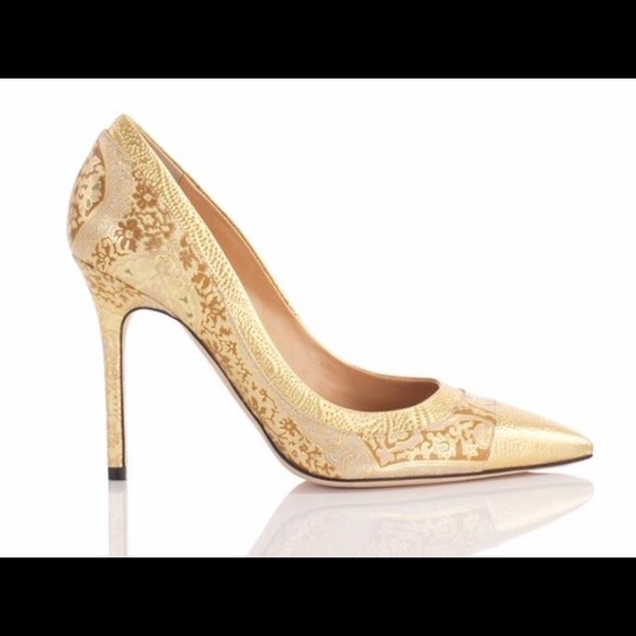 Gold leather handmade pumps made in Italy, perfect Cinderella shoes!👸🏼 - Picture 2 of 7